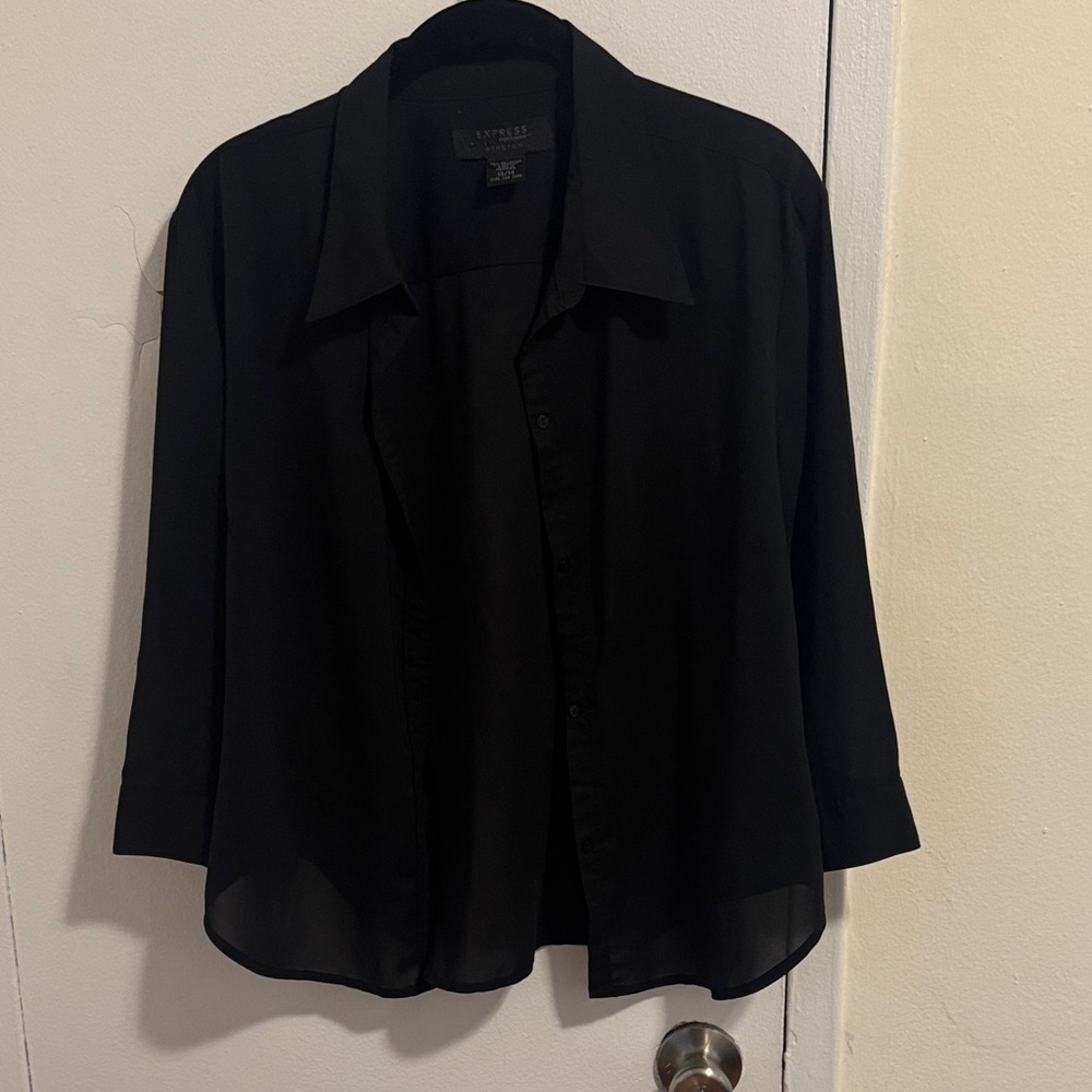 Express Stretch Black Sheer Blouse